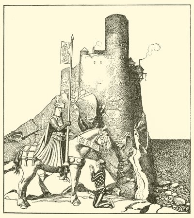 Sir Tristram megérkezik Sir Nabon kastélyába alkotó: after Howard Pyle