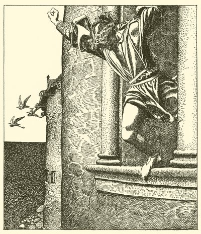 Sir Tristram beugrik a tengerbe alkotó: after Howard Pyle