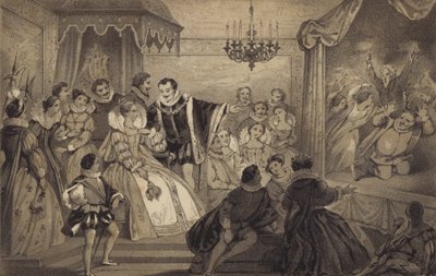 Játssz Erzsébet királynő előtt alkotó: James Stephanoff