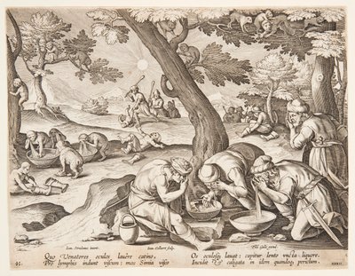 Vadászokat utánzó majmok alkotó: after Jan van der Straet, called Stradanus