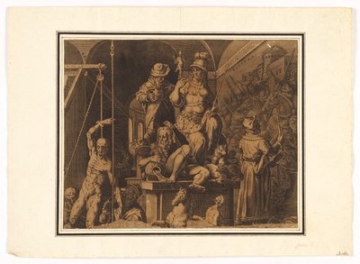A vizuális művészetek művelői (szakadt lap felső fele) alkotó: after Jan van der Straet, called Stradanus