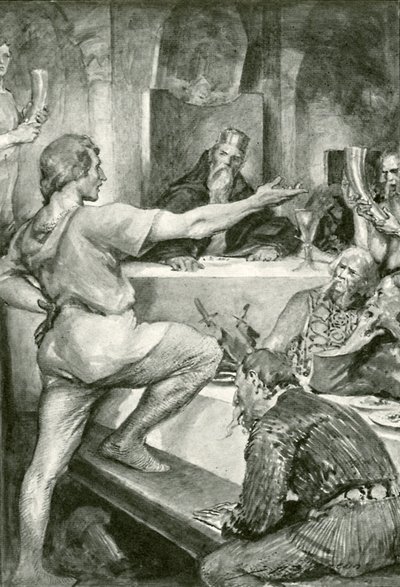 Beowulf gőgösen válaszol Hunferthnek alkotó: after John Henry Frederick Bacon