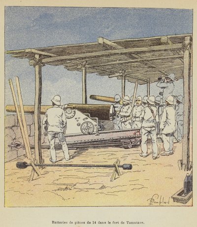 14 darabos akkumulátorok a Tamatave erődben alkotó: after Louis Charles Bombled