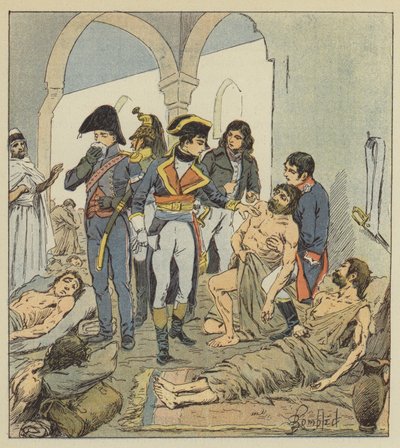 Bonaparte meglátogatja Jaffa pestis áldozatait alkotó: after Louis Charles Bombled