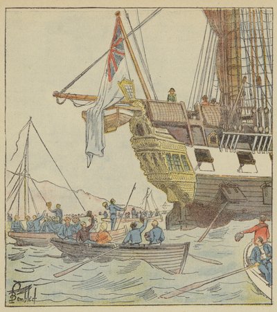 A császár Plymouthban, a Bellerophon fedélzetén alkotó: after Louis Charles Bombled
