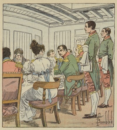 A császár bal oldalán Madame de Montholon volt alkotó: after Louis Charles Bombled
