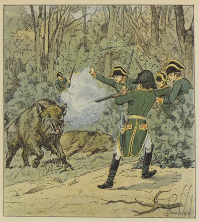 A császár vaddisznóra vadászik a marlyi erdőben alkotó: after Louis Charles Bombled