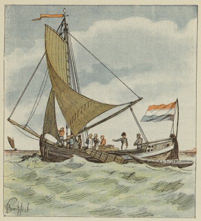 A császár egy csónakot adományoz egy holland pilótának alkotó: after Louis Charles Bombled