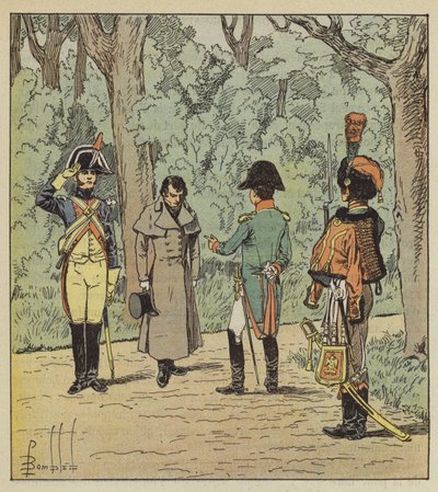 A császár kihallgat egy kémet az Élysee-ben alkotó: after Louis Charles Bombled