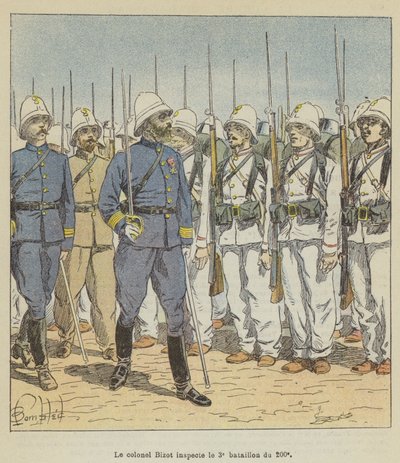Bizot ezredes szemléli a 200. 3. zászlóaljat alkotó: after Louis Charles Bombled