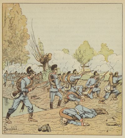 A németek megtámadják a Dames-Blanches parkot alkotó: after Louis Charles Bombled