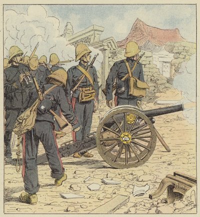 Francia tűz a Choum-Tsche-Men ajtaján alkotó: after Louis Charles Bombled