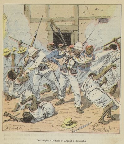 Delalbre és Argaud őrmesterek Antsirabéban alkotó: after Louis Charles Bombled