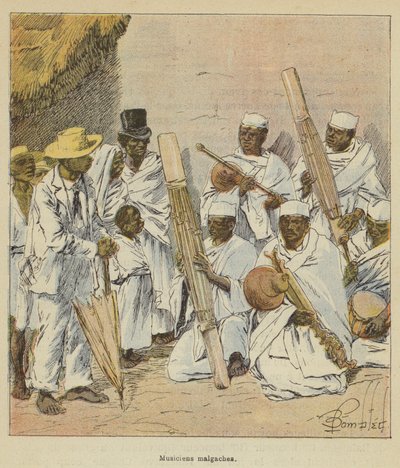 Madagaszkári zenészek alkotó: after Louis Charles Bombled