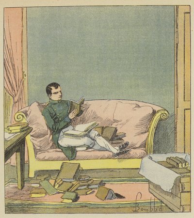 Napóleon átnézi a könyveket, amelyeket most küldtek neki alkotó: after Louis Charles Bombled