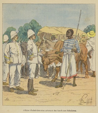 Adminisztrációs tiszt ökröket vásárol a Szakalavestől alkotó: after Louis Charles Bombled
