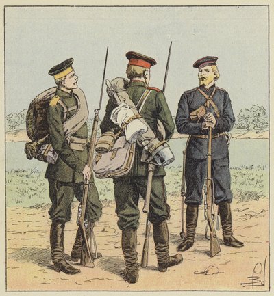 Orosz katonák mezei ruhában alkotó: after Louis Charles Bombled