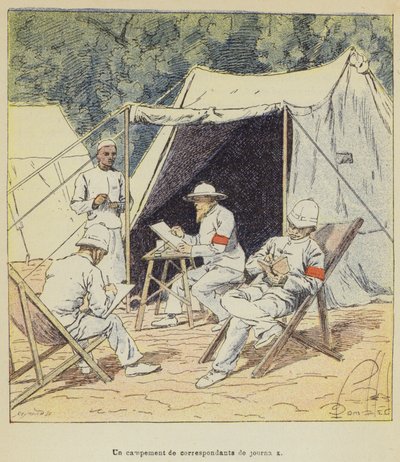 Újságtudósítók tábora alkotó: after Louis Charles Bombled
