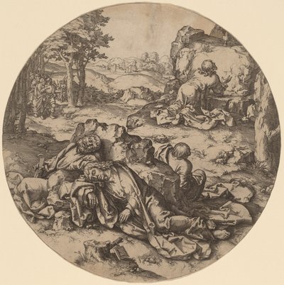 Krisztus az Olajfák hegyén alkotó: after Lucas van Leyden