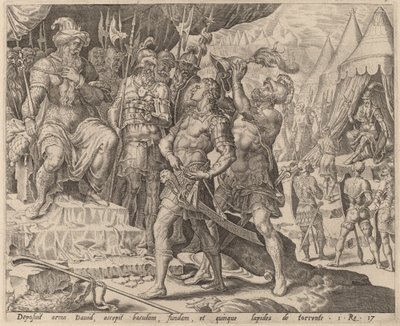 Dávid felfegyverkezve Saul előtt alkotó: after Maerten van Heemskerck