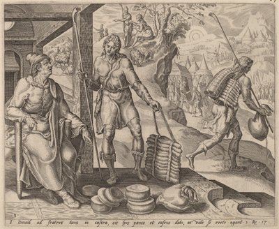 Jesse elküldi Davidet a táborba alkotó: after Maerten van Heemskerck