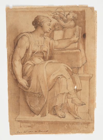 Erytheus Szibilla a Sixtus-kápolna mennyezetéről, Michelangelo után alkotó: after Michelangelo Buonarroti