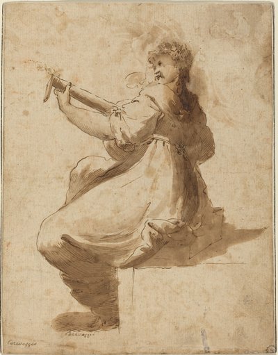 A lantjátékos alkotó: after Orazio Gentileschi
