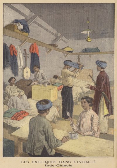 Francia Indokínai emberek szállásaikon az 1900-as párizsi Universelle kiállításon alkotó: after Oswaldo Tofani