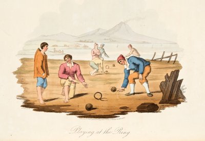 Playing at the Ring, olasz díszletből, Olaszország különböző államainak modorait, szokásait és szórakozásait képviseli, kocsma. 1806 (kézzel színezett metszet) alkotó: after P. van Lerberghi