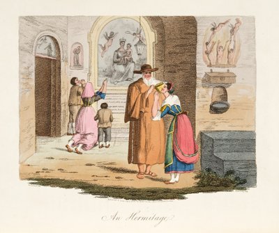 Capua Ermitázsa, az olasz díszletből, Olaszország különböző államainak modorait, szokásait és szórakozásait képviseli, kocsma. 1806 (kézzel színezett metszet) alkotó: after P. van Lerberghi