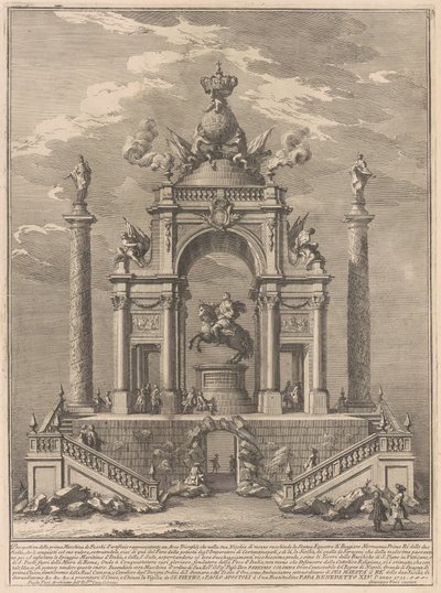 A Prima Macchina Kína számára 1751: Diadalív a szicíliai Roger I számára alkotó: after Paolo Posi Giuseppe Vasi