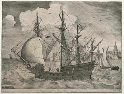 Vitorlás hajók: Fegyveres négyfős tengerre bocsátás alkotó: after Pieter Bruegel