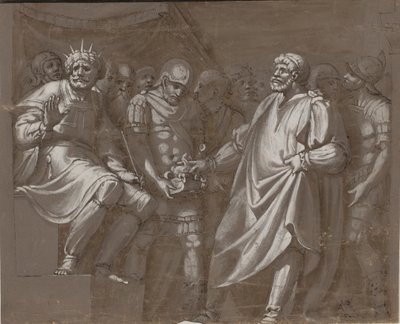 Mucius Scaevola Porsenna előtt alkotó: after Polidoro da Caravaggio