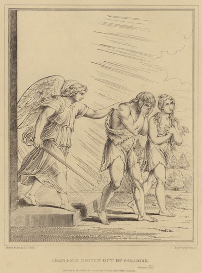Ádám és Éva kiűzve a Paradicsomból, Genezisből alkotó: after Raphael
