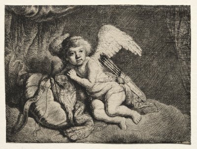 Ámor pihen alkotó: after Rembrandt van Rijn