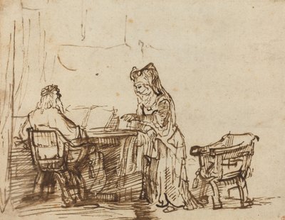 Hannah elutasítja Éli próféta szemrehányását alkotó: after Rembrandt van Rijn