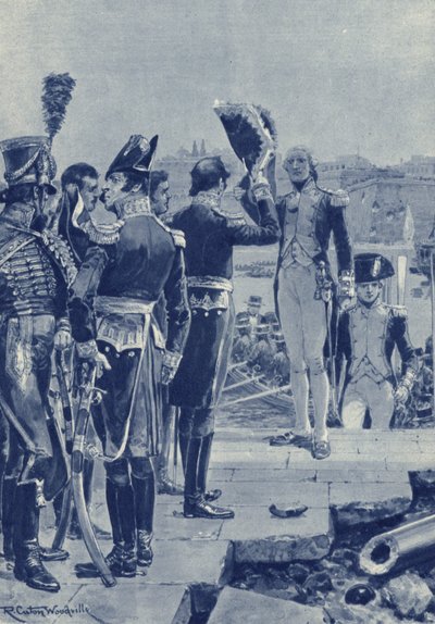 Málta, két év ostrom után a franciák 1800-ban átadják a szigetet a briteknek alkotó: after Richard Caton II Woodville