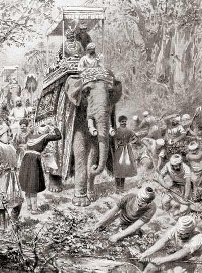 A Sher Shah Suris Great North Road (jelenleg The Grand Trunk Road) ellenőrzése a Hutchinsons History of the Nations, 1915-ös pub. alkotó: after Robert Dudley