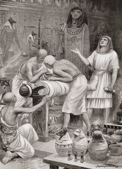 Test balzsamozása az ókori Egyiptomban, Hutchinsons History of the Nations, pub.1915 alkotó: after Robert Dudley