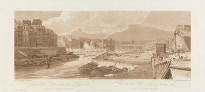 Kilátás a városra a Louvre-ral. 1802; 3. tábla a Views in Parisból, az Emanuel kötet alkotó: after Thomas Girtin