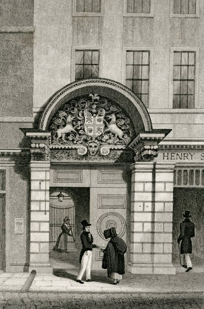 Barber Surgeons Hall, Monkwell Street, 1830 alkotó: Thomas Hosmer after Shepherd