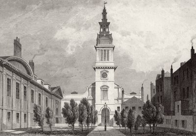 Christ Church és a Christs Hospital része, 1831 alkotó: Thomas Hosmer after Shepherd