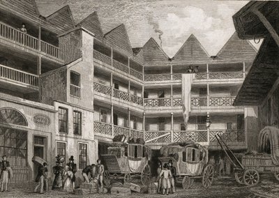 The Old Bull and Mouth Inn, St Martins-le-Grand, 1831 alkotó: Thomas Hosmer after Shepherd
