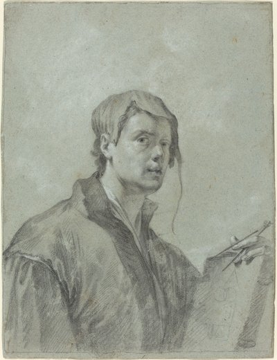 Egy művész kezében egy könyv és egy iránytű alkotó: after Willem Drost