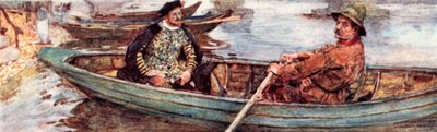Shakespeare egy víziemberrel, akit a londoni Temzén eveznek alkotó: after William Hatherell