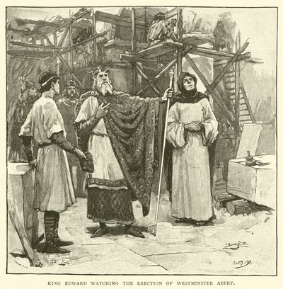 Edward király nézi a westminsteri apátság felállítását alkotó: after William Henry Margetson