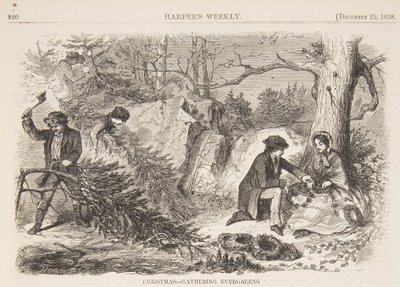 Karácsony – Örökzöldek gyűjtése alkotó: Winslow Homer