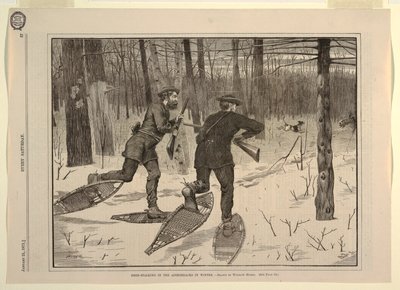Szarvasvadászat az Adirondacks-ben télen, minden szombaton, 1871. január 21-én, p. 57 alkotó: Winslow Homer