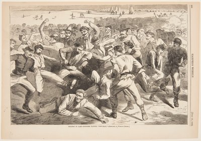 Nyaralás a táborban – katonák futballoznak alkotó: Winslow Homer