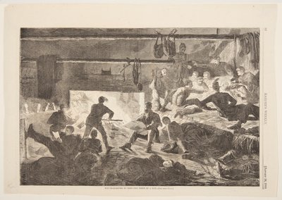 Téli negyed a táborban – A kunyhó belseje alkotó: Winslow Homer